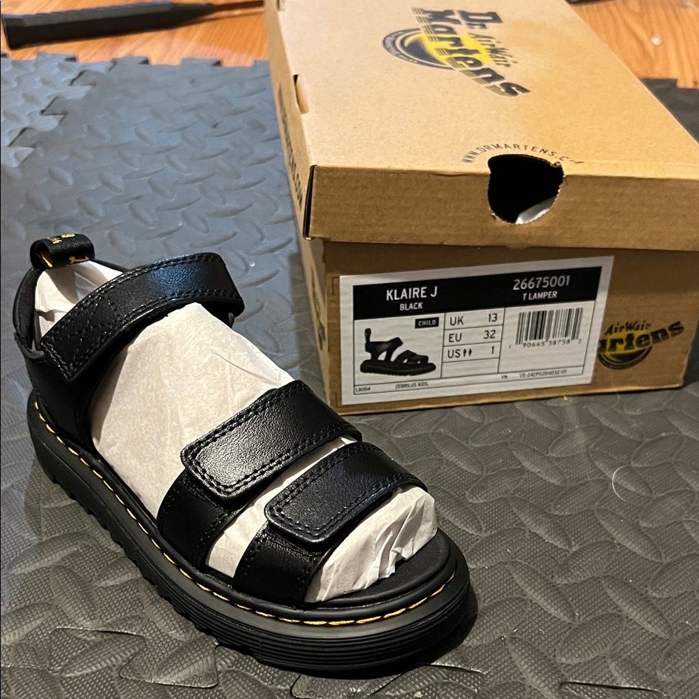 Dr. Martens Kids Black Leather Sandals